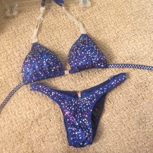 Royal blue figure bodybuilding suit